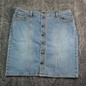 Daisy Fuentes Denim Skirt 12 Womens Straight Pencil Button Front Y2K 90s‎ MTV
